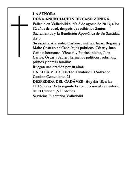 Doña Anunciación de Caso Zúñiga