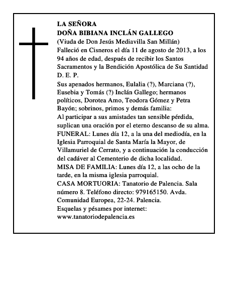 Doña Bibiana Inclán Gallego