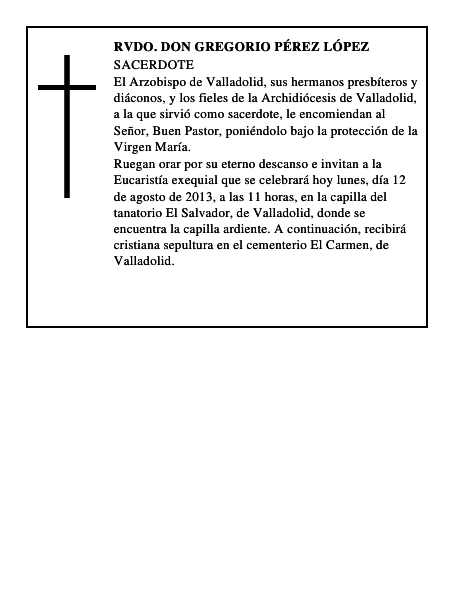 Rvdo. Don Gregorio Pérez López