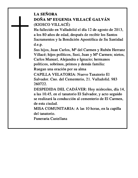 Doña Mª Eugenia Villacé Galván