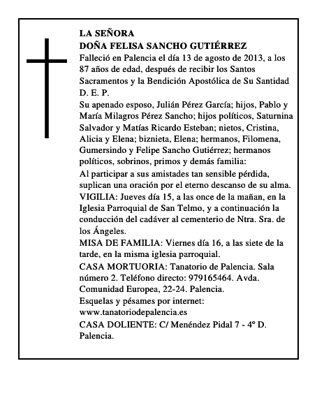 Doña Felisa Sancho Gutiérrez