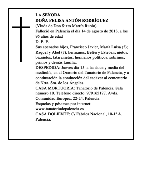 Doña Felisa Antón Rodríguez