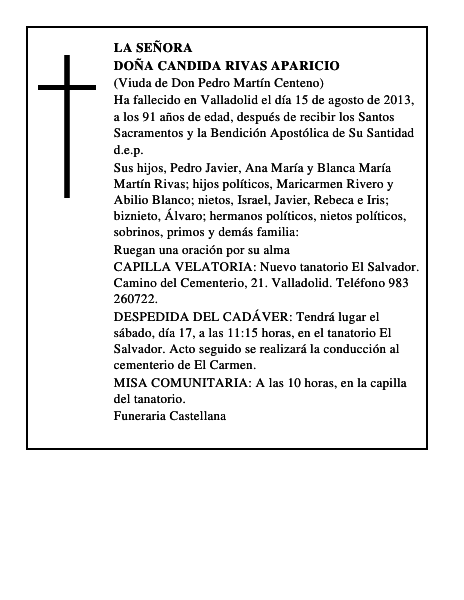 Doña Candida Rivas Aparicio