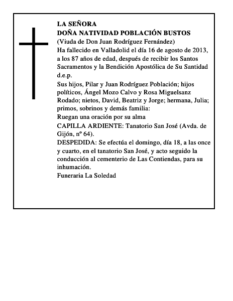 Doña Natividad Población Bustos