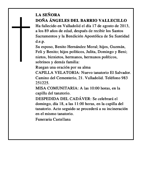 Doña Ángeles del Barrio Vallecillo
