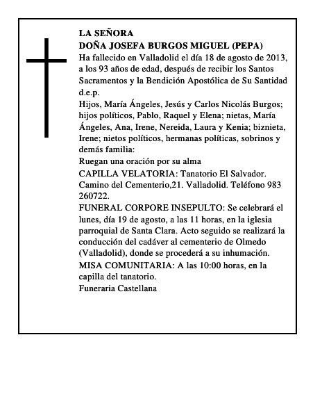 Doña Josefa Burgos Miguel (Pepa)