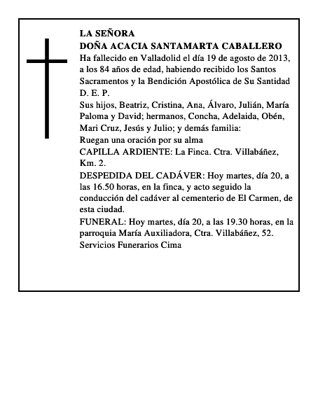 Doña Acacia Santamarta Caballero