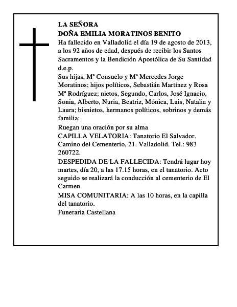 Doña Emilia Moratinos Benito