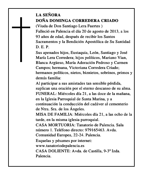 Doña Dominga Corredera Criado