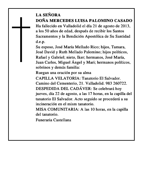 Doña Mercedes Luisa Palomino Casado