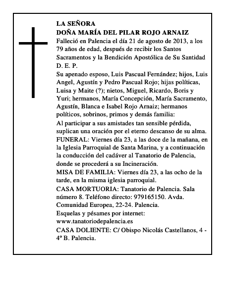 Doña María del Pilar Rojo Arnaiz