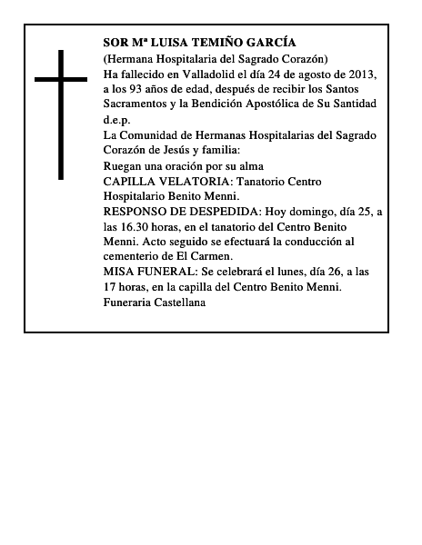 Sor Mª Luisa Temiño García