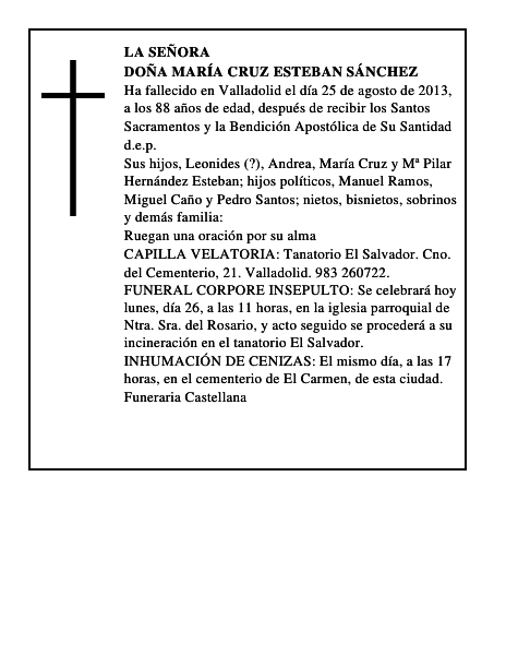 Doña María Cruz Esteban Sánchez