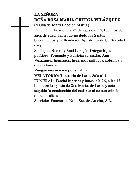Doña Rosa María Ortega Velázquez