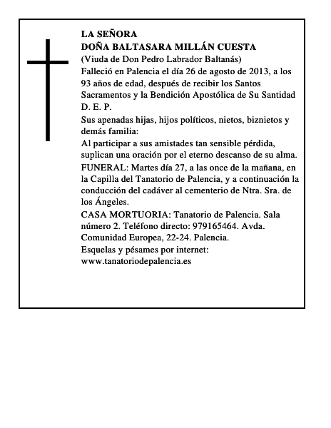 Doña Baltasara Millán Cuesta