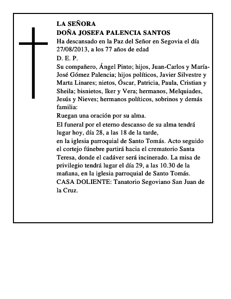 Doña Josefa Palencia Santos