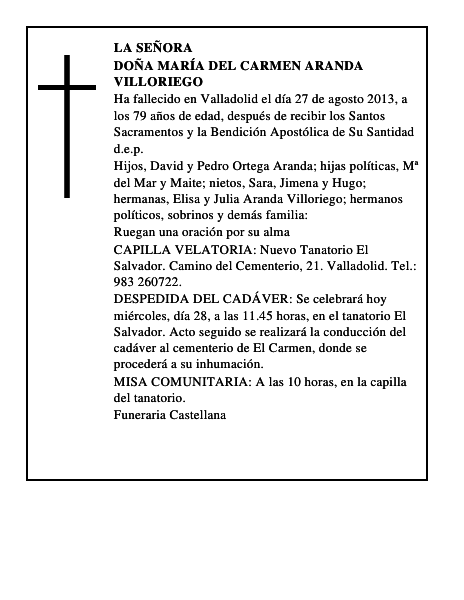 Doña María del Carmen Aranda Villoriego