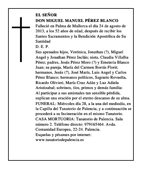 Don Miguel Manuel Pérez Blanco
