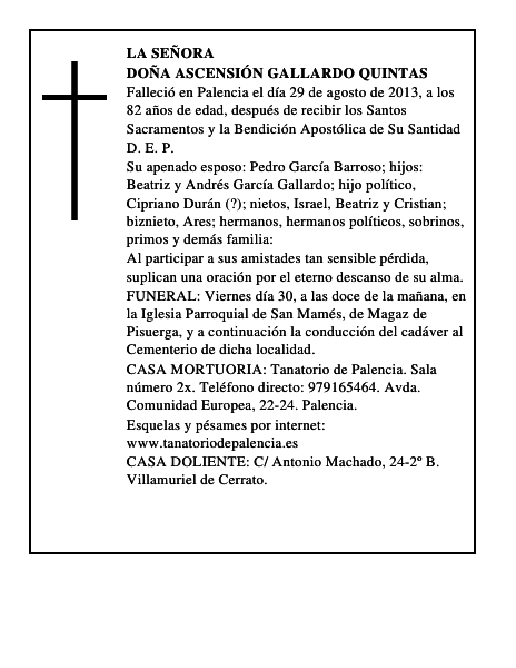 Doña Ascensión Gallardo Quintas