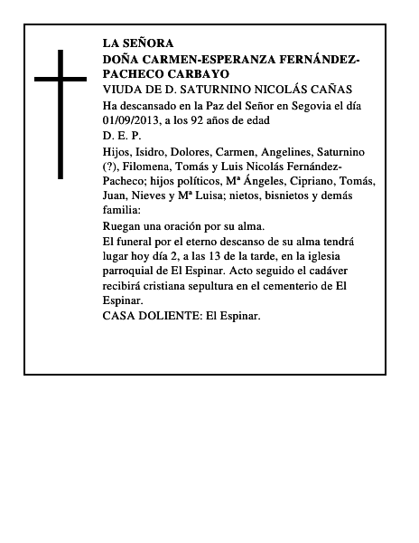Doña Carmen-Esperanza Fernández-Pacheco Carbayo