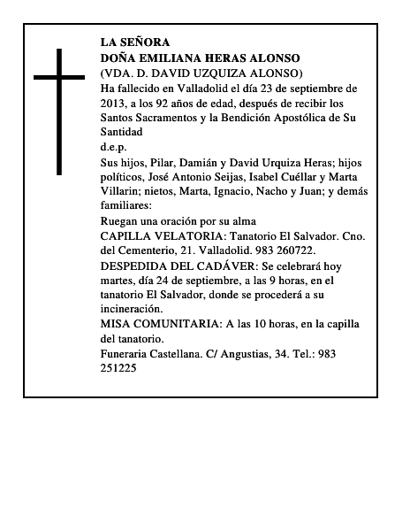 Doña Emiliana Heras Alonso
