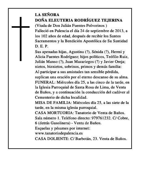Doña Eleuteria Rodríguez Tejerina