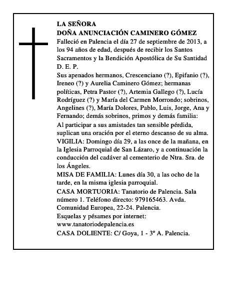 Doña Anunciación Caminero Gómez