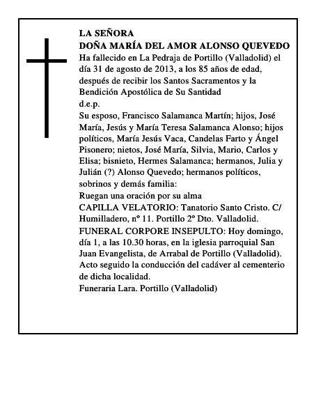 Doña María del Amor Alonso Quevedo