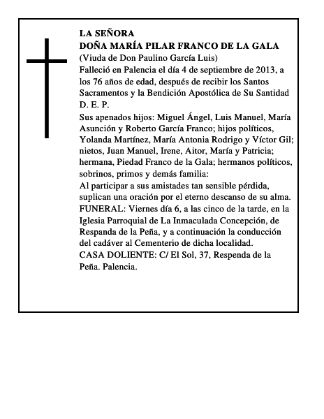 Doña María Pilar Franco de la Gala
