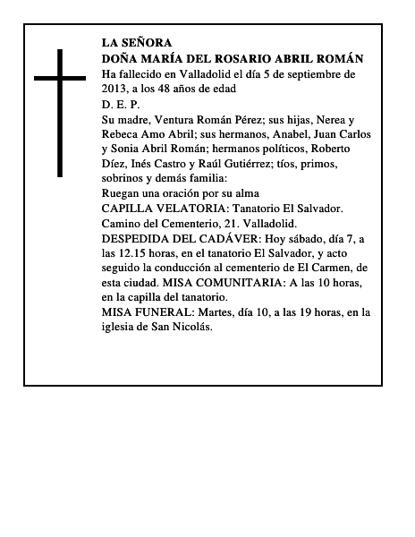 Doña María del Rosario Abril Román