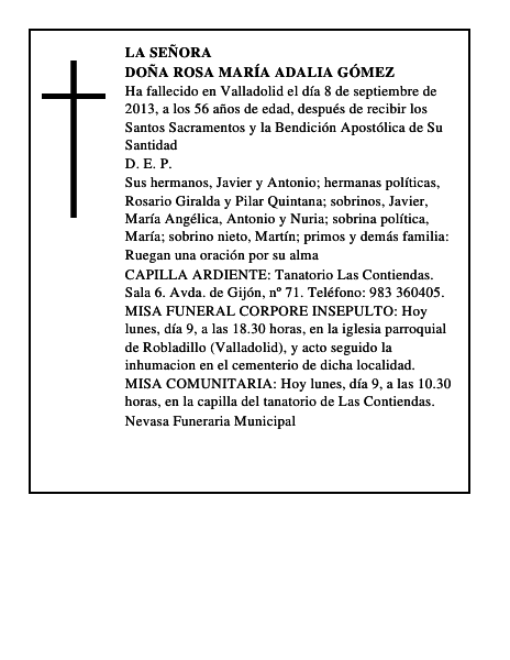 Doña Rosa María Adalia Gómez