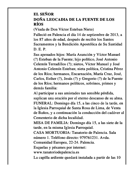 Doña Leocadia de la Fuente de los Ríos