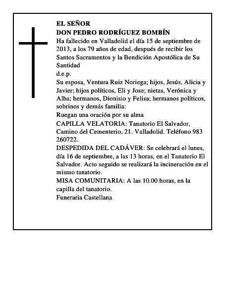 Don Pedro Rodríguez Bombín