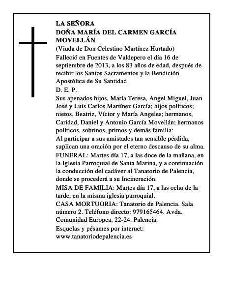 Doña María del Carmen García Movellán