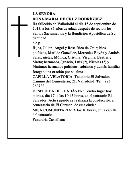 Doña María de Cruz Rodríguez