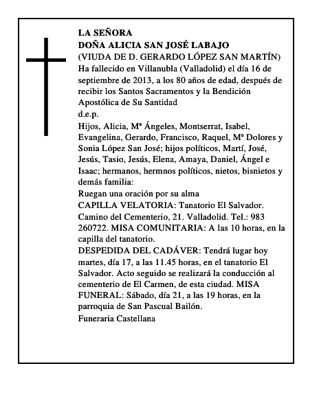 Doña Alicia San José Labajo