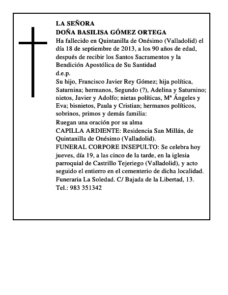 Doña Basilisa Gómez Ortega