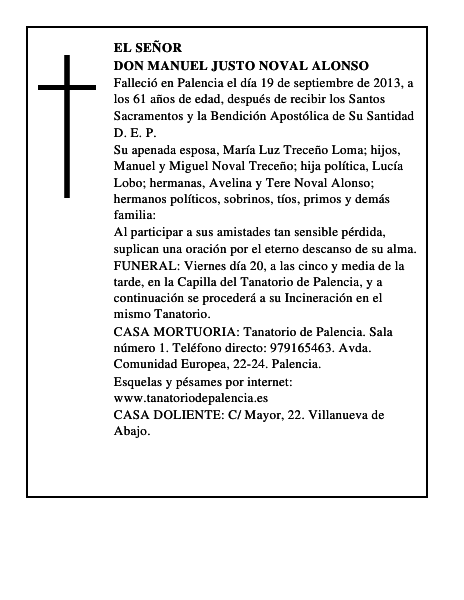Don Manuel Justo Noval Alonso