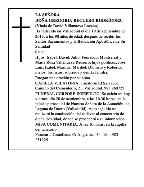 Doña Gregoria Recuero Rodríguez