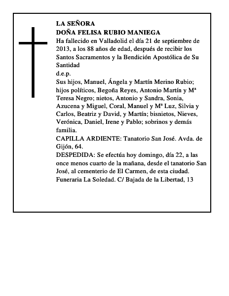 Doña Felisa Rubio Maniega
