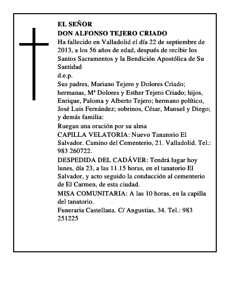 Don Alfonso Tejero Criado