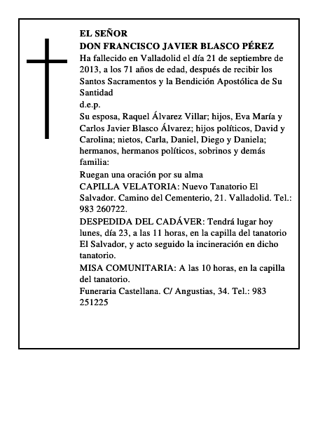 Don Francisco Javier Blasco Pérez