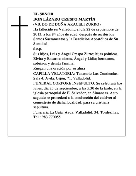 Don Lázaro Crespo Martín