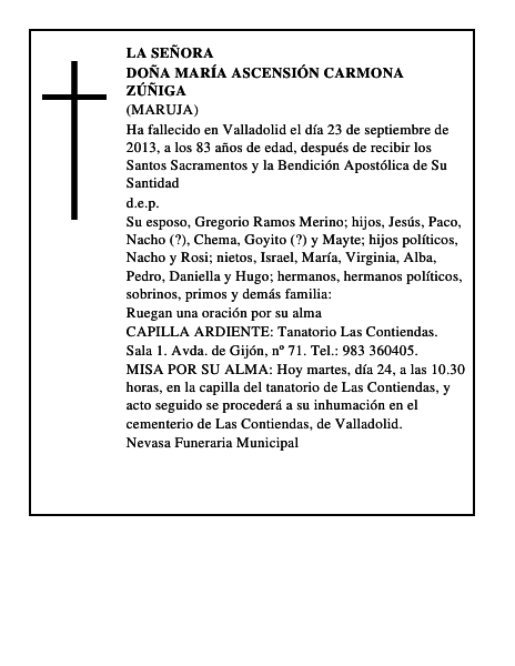 Doña María Ascensión Carmona Zúñiga