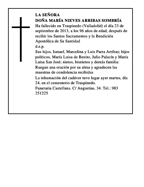 Doña María Nieves Arribas Sombría