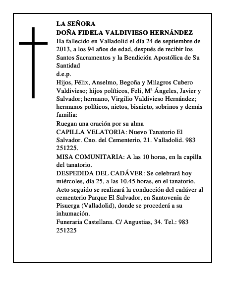 Doña Fidela Valdivieso Hernández