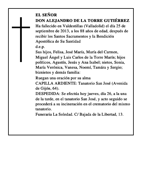 Don Alejandro de la Torre Gutiérrez