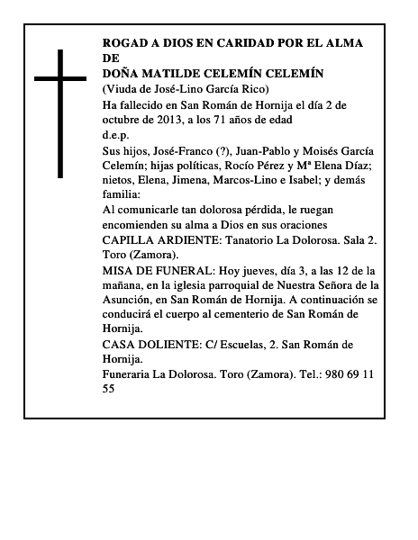 Doña Matilde Celemín Celemín