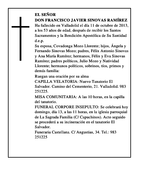 Don Francisco Javier Sinovas Ramírez