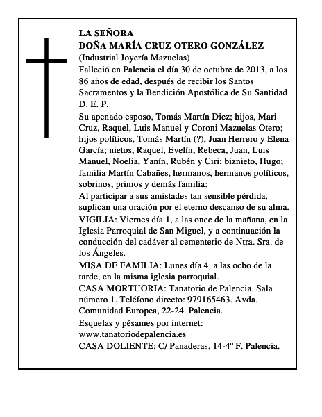Doña María Cruz Otero González